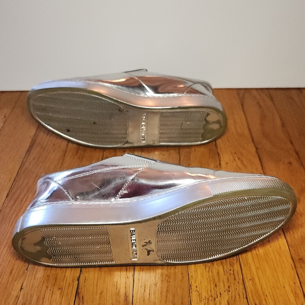 Vintage BALENCIAGA Y2K Silver Metallic Slip On Sneakers - Picture 12 of 14